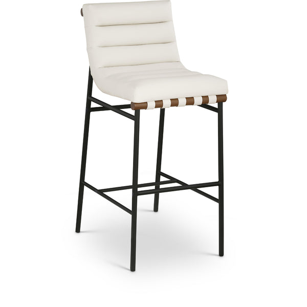Meridian Burke Cream Vegan Leather Bar Stool IMAGE 1