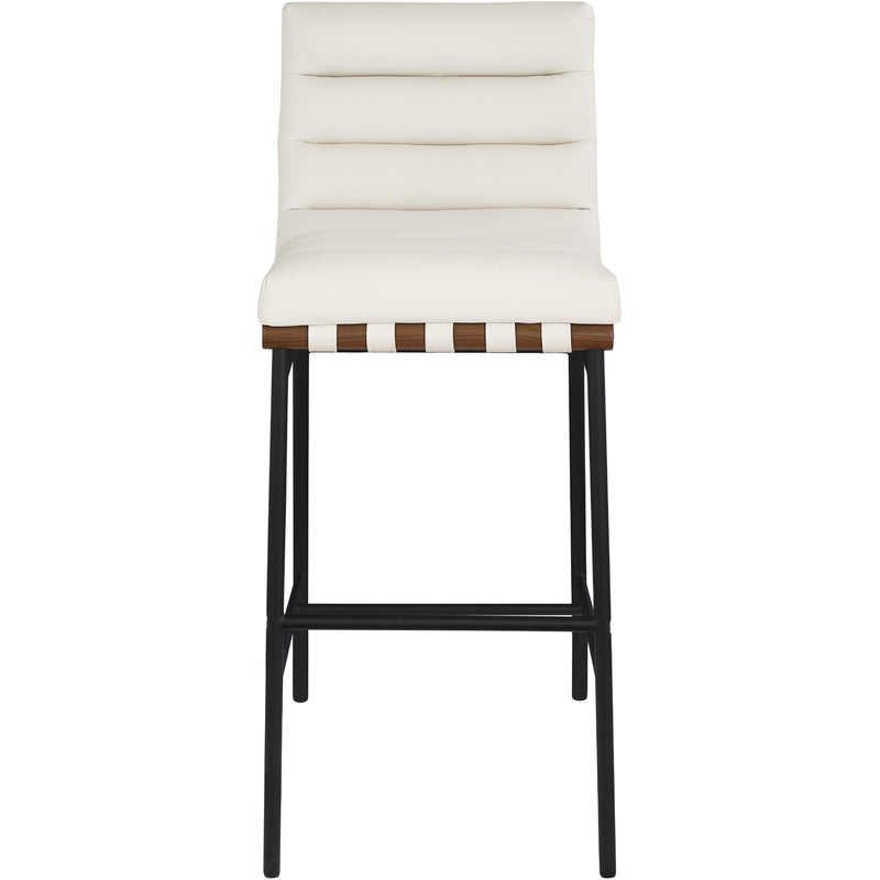 Meridian Burke Cream Vegan Leather Bar Stool IMAGE 3