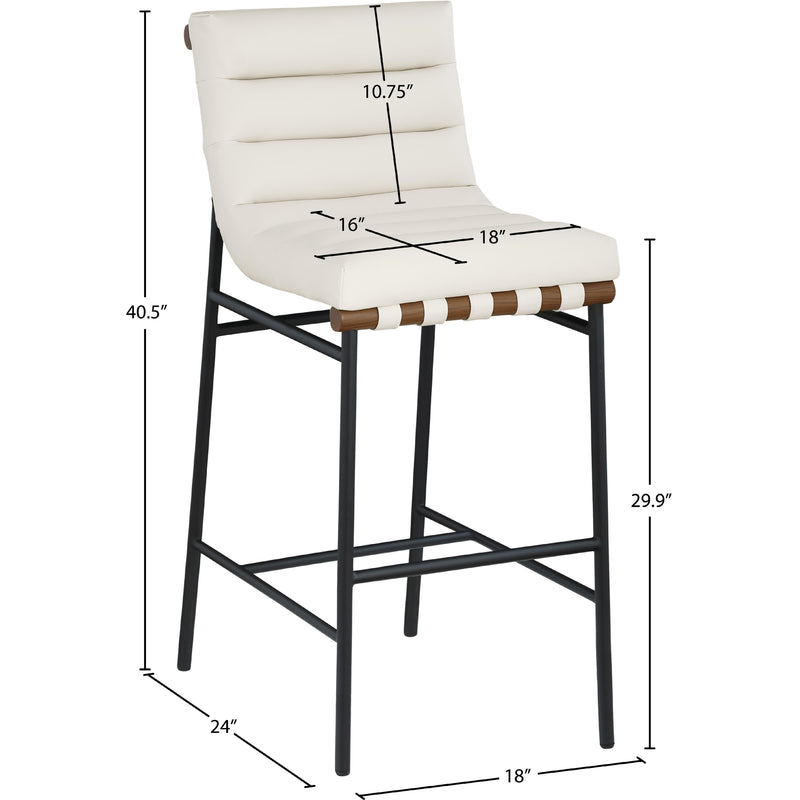 Meridian Burke Cream Vegan Leather Bar Stool IMAGE 9