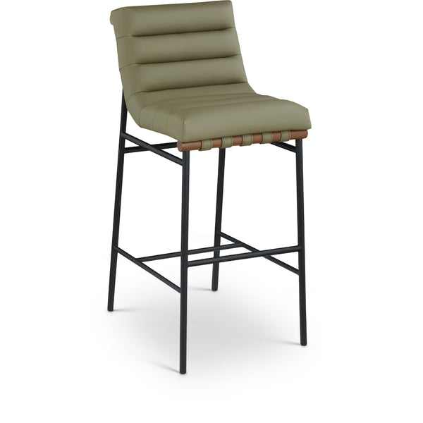 Meridian Burke Olive Green Vegan Leather Bar Stool IMAGE 1