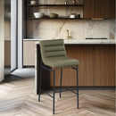 Meridian Burke Olive Green Vegan Leather Bar Stool IMAGE 2