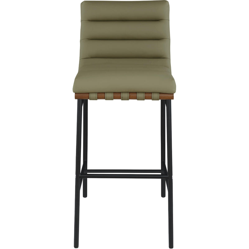 Meridian Burke Olive Green Vegan Leather Bar Stool IMAGE 3