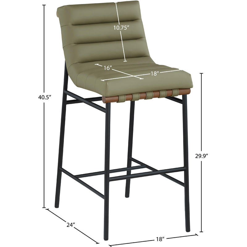 Meridian Burke Olive Green Vegan Leather Bar Stool IMAGE 9