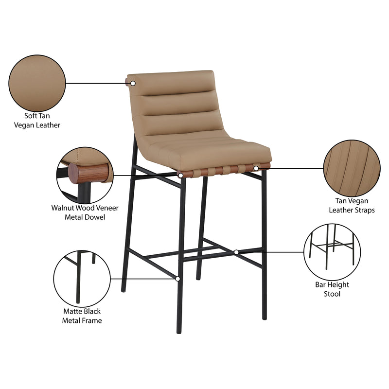 Meridian Burke Tan Vegan Leather Bar Stool IMAGE 10