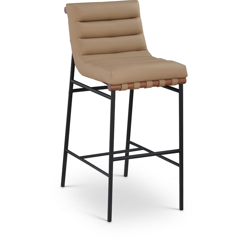 Meridian Burke Tan Vegan Leather Bar Stool IMAGE 1
