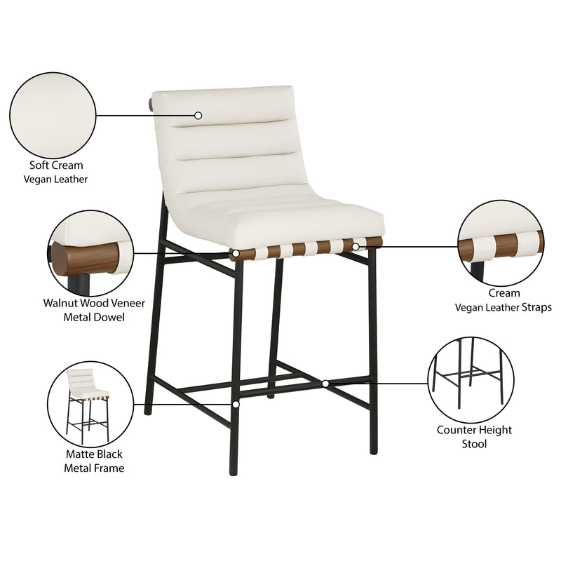 Meridian Burke Cream Vegan Leather Counter Stool IMAGE 10