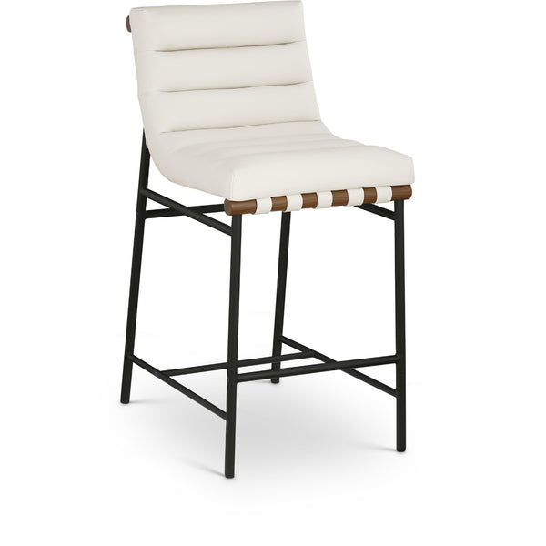 Meridian Burke Cream Vegan Leather Counter Stool IMAGE 1