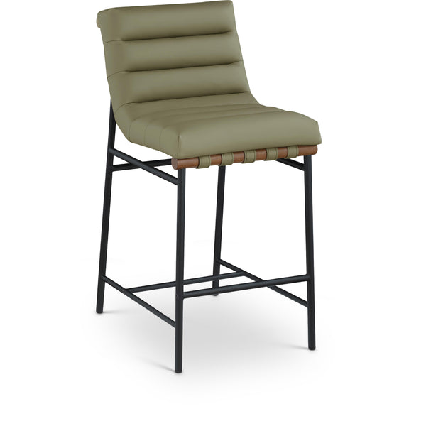 Meridian Burke Green Vegan Leather Counter Stool IMAGE 1