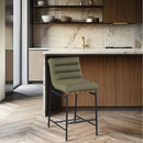 Meridian Burke Green Vegan Leather Counter Stool IMAGE 2