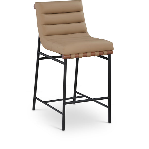 Meridian Burke Tan Vegan Leather Counter Stool IMAGE 1