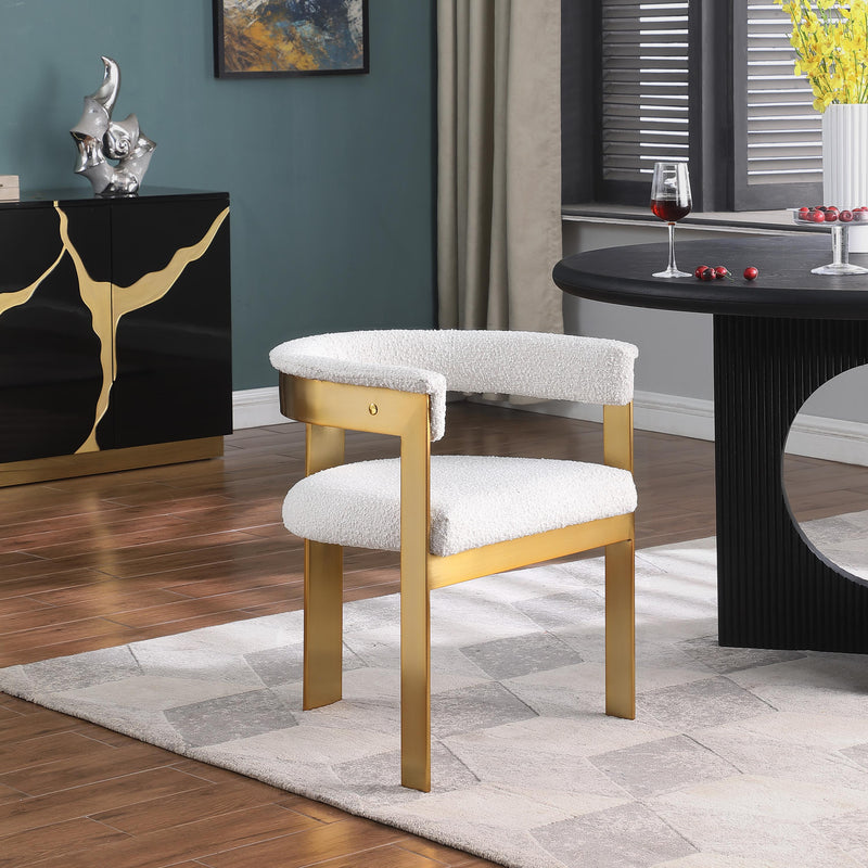 Meridian Romeo Cream Boucle Fabric Dining Chair IMAGE 2