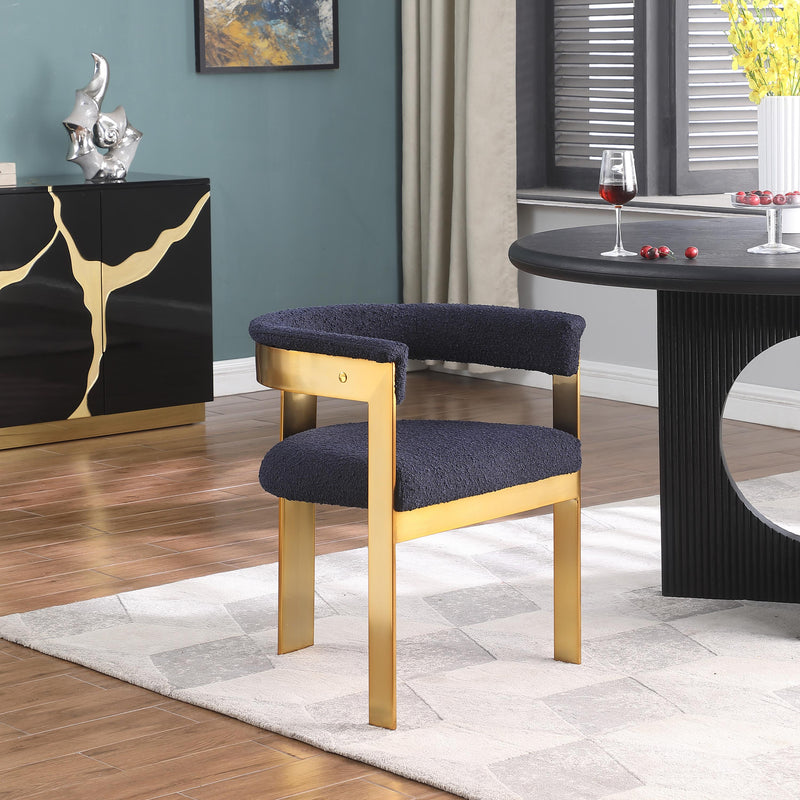 Meridian Romeo Navy Boucle Fabric Dining Chair IMAGE 2