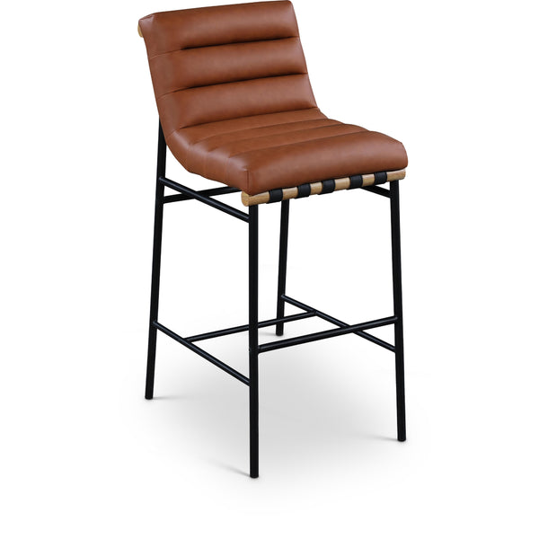 Meridian Burke Cognac Vegan Leather Bar Stool IMAGE 1
