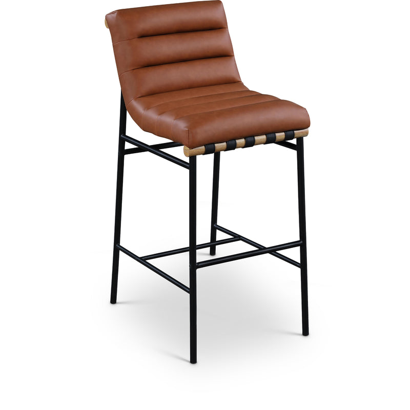 Meridian Burke Cognac Vegan Leather Bar Stool IMAGE 1