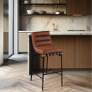 Meridian Burke Cognac Vegan Leather Bar Stool IMAGE 2