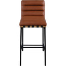 Meridian Burke Cognac Vegan Leather Bar Stool IMAGE 3