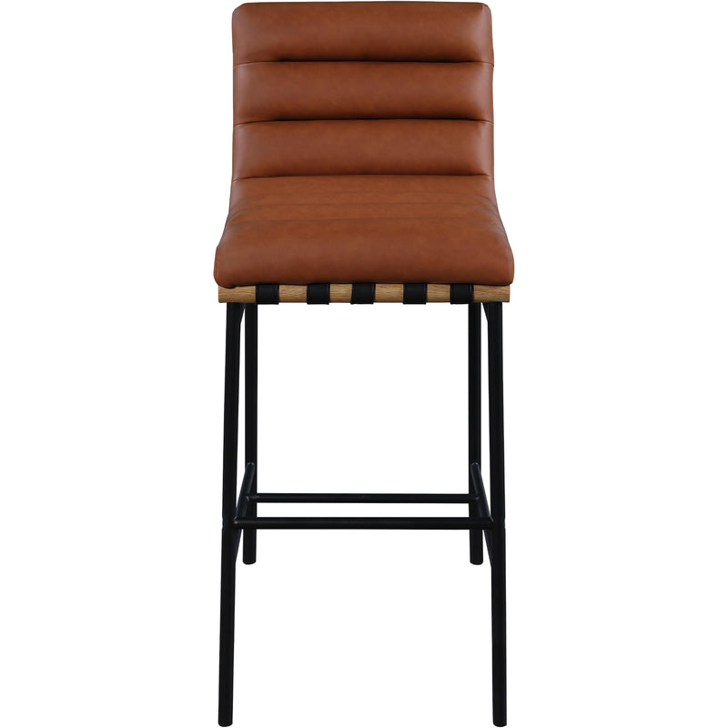 Meridian Burke Cognac Vegan Leather Bar Stool IMAGE 3
