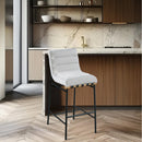 Meridian Burke Cream Boucle Fabric Bar Stool IMAGE 2