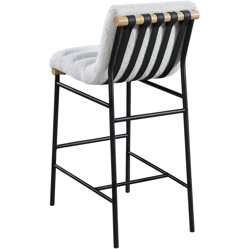 Meridian Burke Cream Boucle Fabric Bar Stool IMAGE 4