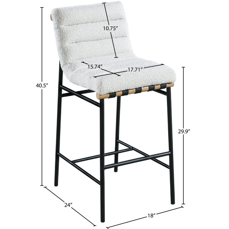 Meridian Burke Cream Boucle Fabric Bar Stool IMAGE 7