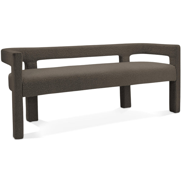 Meridian Athena Brown Boucle Fabric Bench IMAGE 1