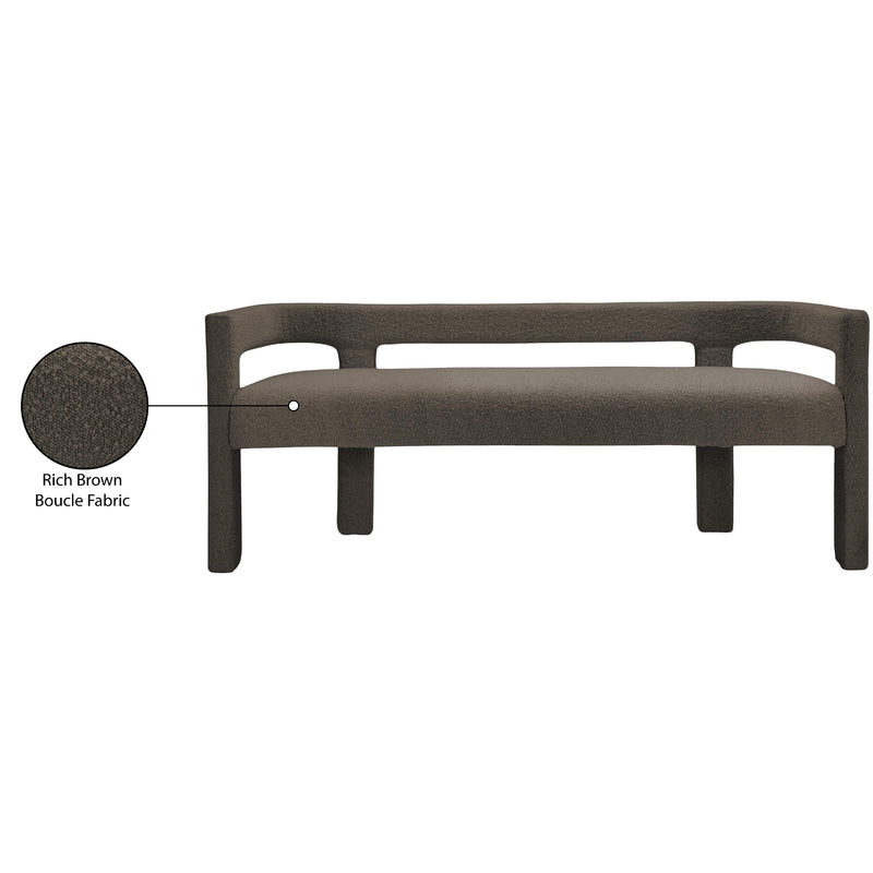 Meridian Athena Brown Boucle Fabric Bench IMAGE 9
