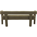 Meridian Athena Olive Green Boucle Fabric Bench IMAGE 3