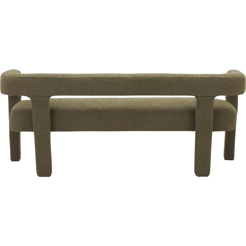 Meridian Athena Olive Green Boucle Fabric Bench IMAGE 3