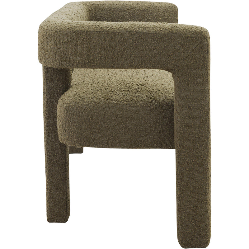 Meridian Athena Olive Green Boucle Fabric Bench IMAGE 4