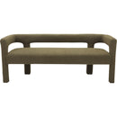 Meridian Athena Olive Green Boucle Fabric Bench IMAGE 5