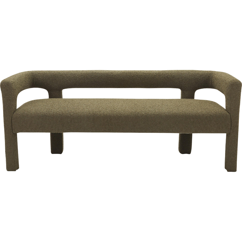 Meridian Athena Olive Green Boucle Fabric Bench IMAGE 5