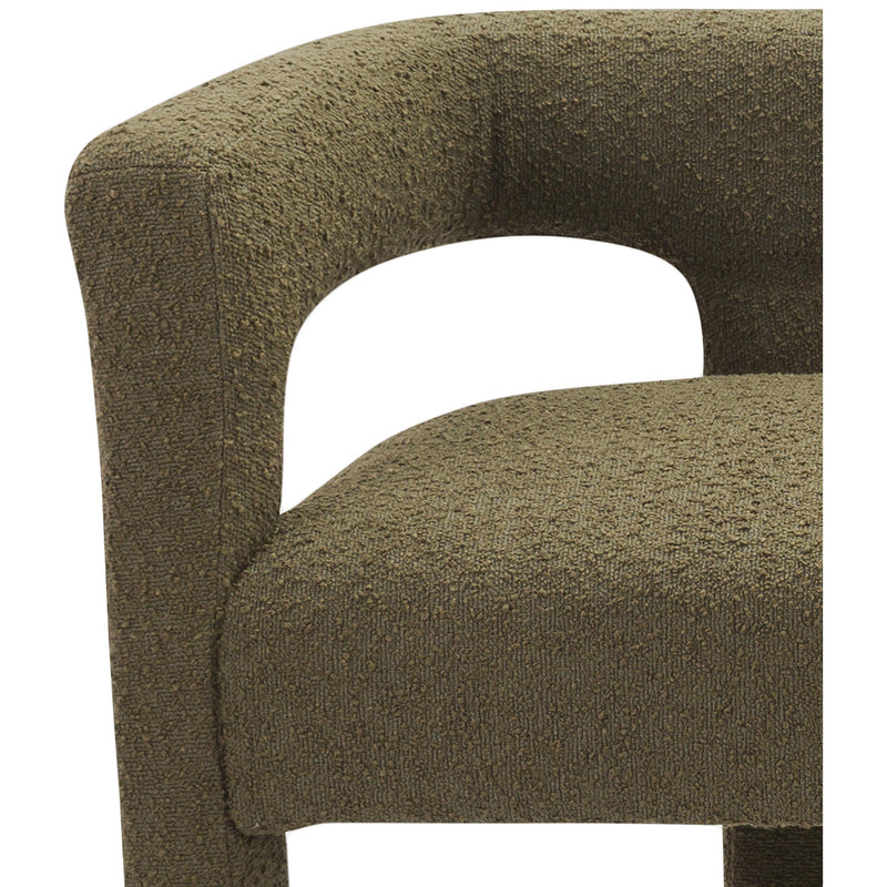 Meridian Athena Olive Green Boucle Fabric Bench IMAGE 6