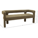 Meridian Athena Olive Green Boucle Fabric Bench IMAGE 8