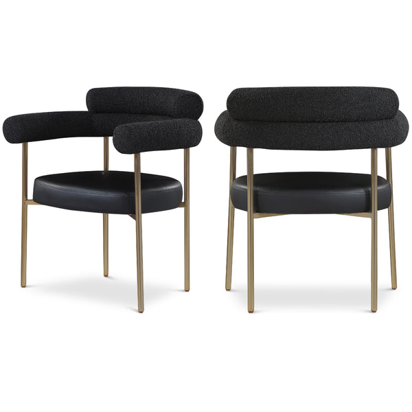 Meridian Blake Black Vegan Leather / Boucle Fabric Dining Chair IMAGE 1