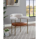 Meridian Blake Cognac Vegan Leather / Cream Boucle Fabric Dining Chair IMAGE 2