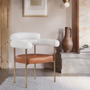 Meridian Blake Cognac Vegan Leather / Cream Boucle Fabric Dining Chair IMAGE 3