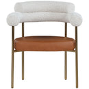 Meridian Blake Cognac Vegan Leather / Cream Boucle Fabric Dining Chair IMAGE 4