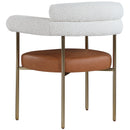 Meridian Blake Cognac Vegan Leather / Cream Boucle Fabric Dining Chair IMAGE 6