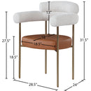 Meridian Blake Cognac Vegan Leather / Cream Boucle Fabric Dining Chair IMAGE 8