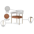 Meridian Blake Cognac Vegan Leather / Cream Boucle Fabric Dining Chair IMAGE 9