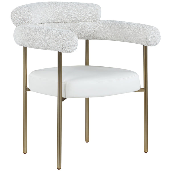 Meridian Blake Cream Vegan Leather / Boucle Fabric Dining Chair IMAGE 1