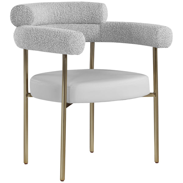 Meridian Blake Taupe Vegan Leather / Boucle Fabric Dining Chair IMAGE 1