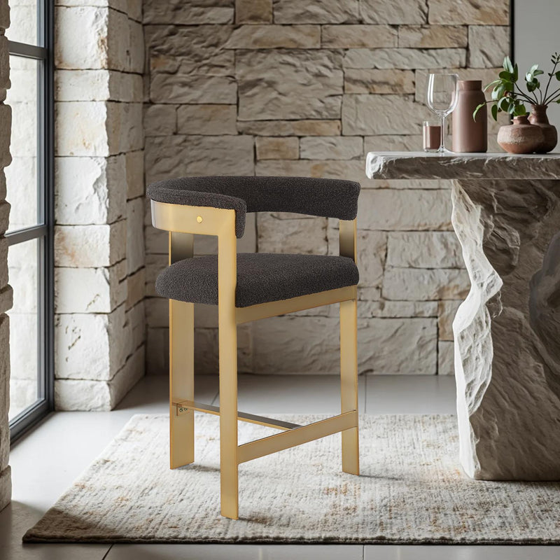 Meridian Romeo Brown Boucle Fabric Counter Stool IMAGE 2