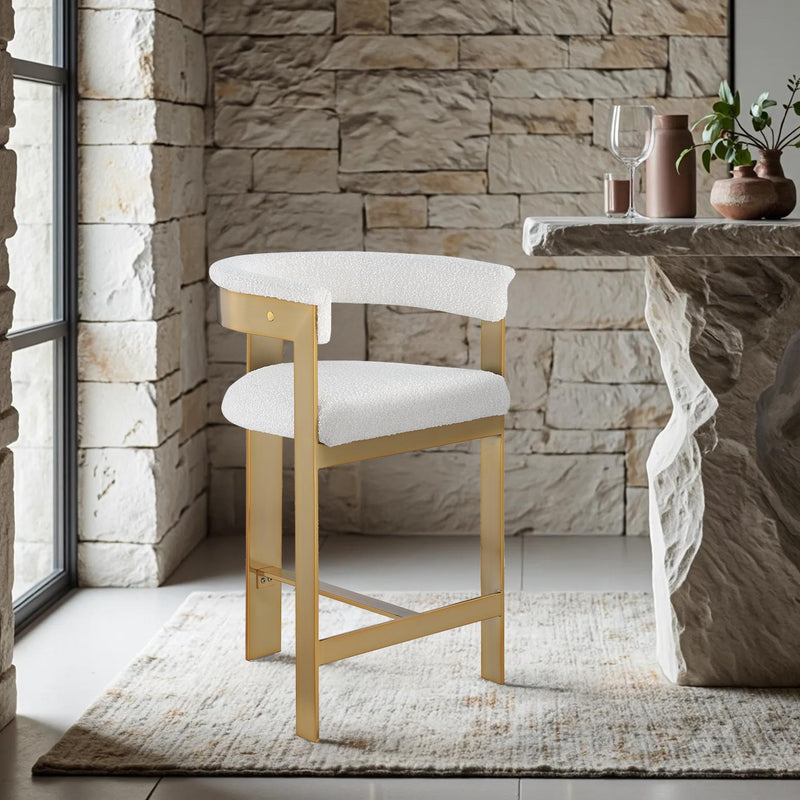 Meridian Romeo Cream Boucle Fabric Counter Stool IMAGE 2
