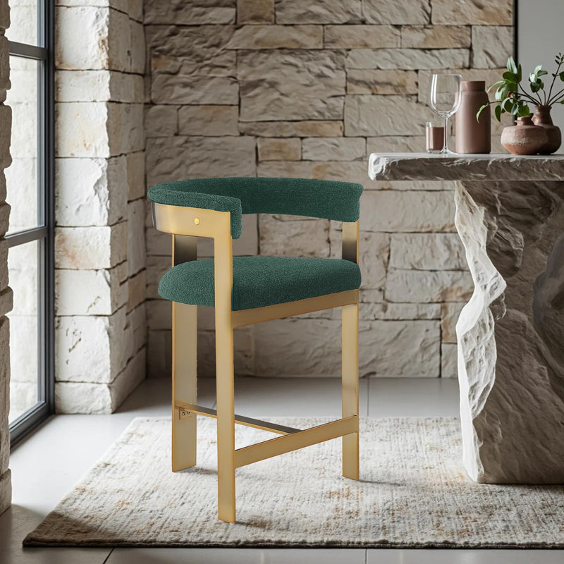 Meridian Romeo Green Boucle Fabric Counter Stool IMAGE 2