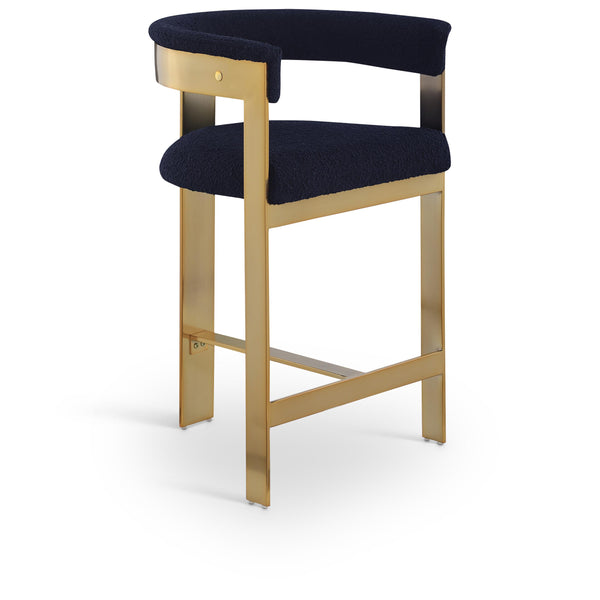 Meridian Romeo Navy Boucle Fabric Counter Stool IMAGE 1