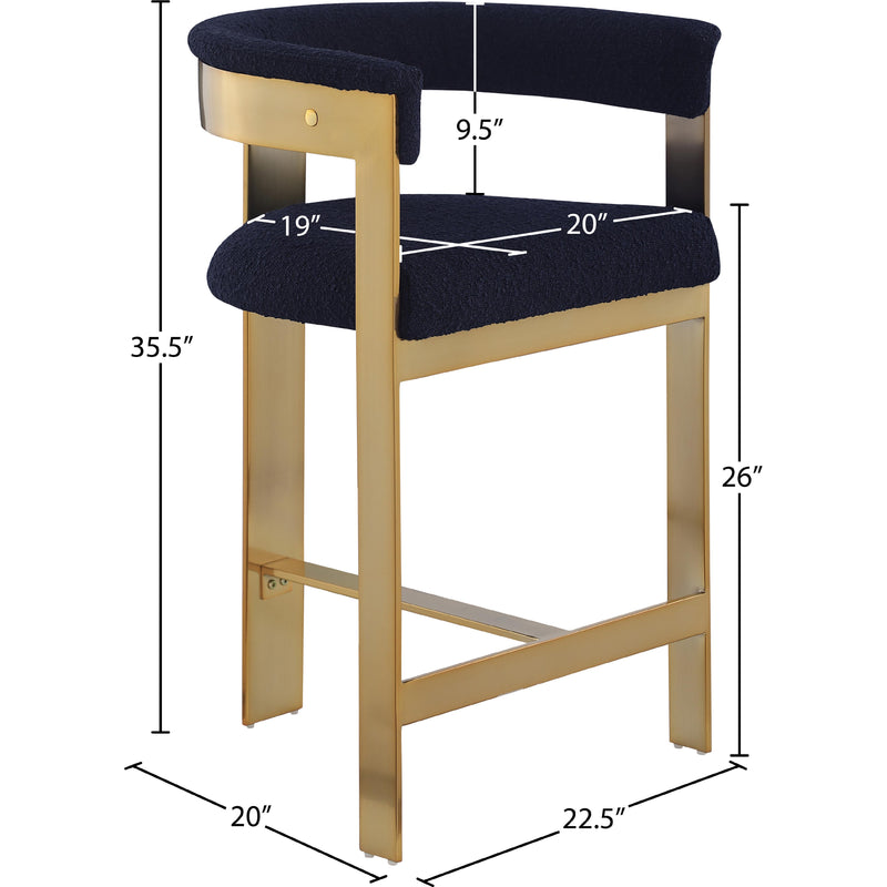Meridian Romeo Navy Boucle Fabric Counter Stool IMAGE 7