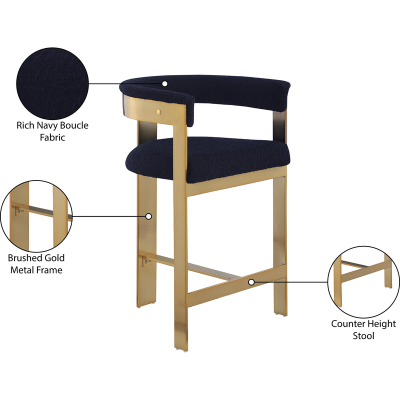 Meridian Romeo Navy Boucle Fabric Counter Stool IMAGE 8