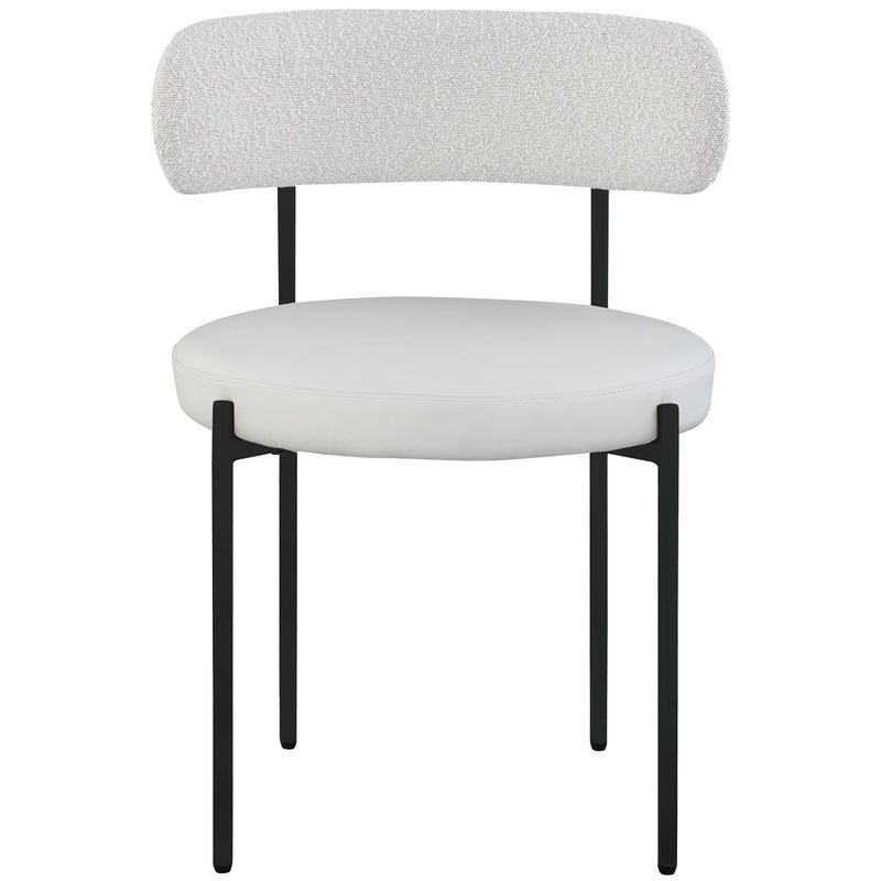 Meridian Beacon Cream Vegan Leather and Boucle Fabric Dining Chair IMAGE 4