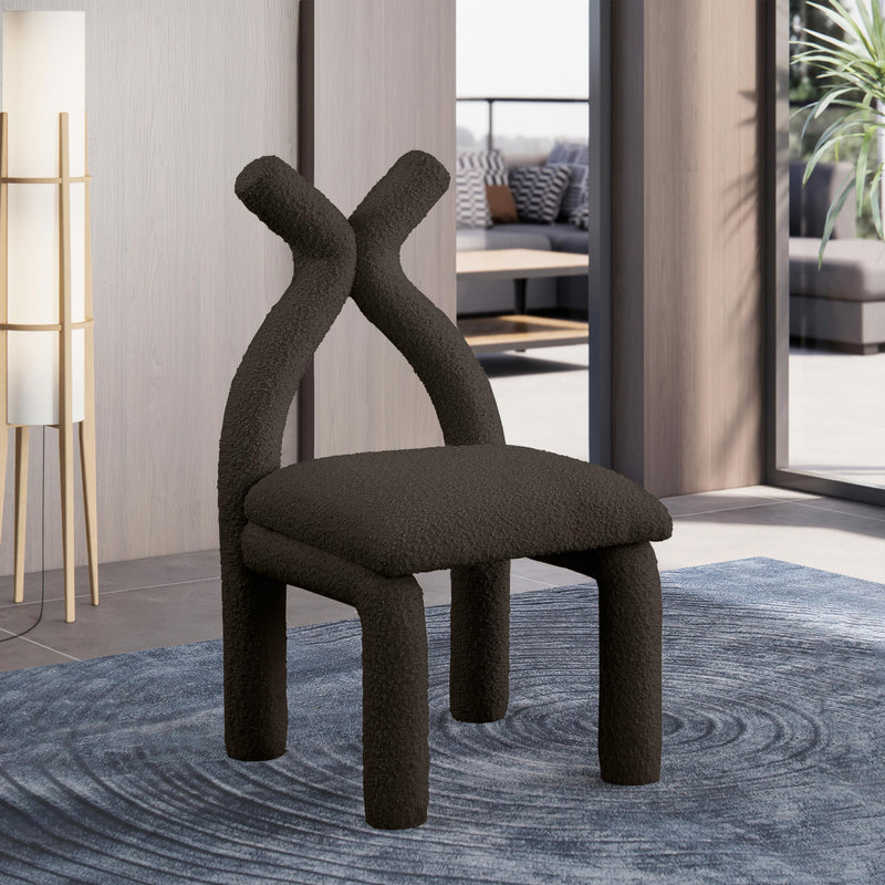 Meridian Xena Brown Boucle Fabric Accent/Dining Chair IMAGE 2